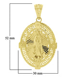 Italian 14k Yellow Gold 3D Double Sided Miraculous Mary Pendant 2" 7.2 grams