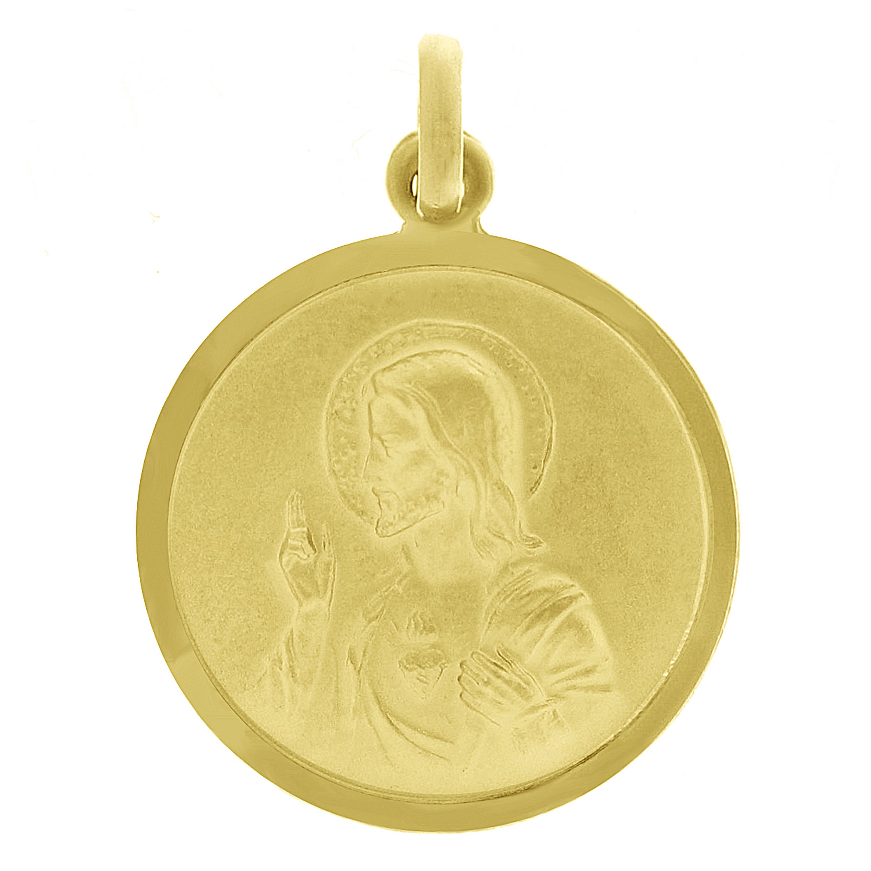 Italian 14k Gold Sacred Heart of Jesus & Lady of Perpetual Help Medal Pendant 1"