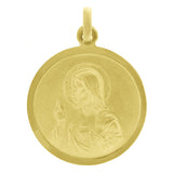 Italian 14k Gold Sacred Heart of Jesus & Lady of Perpetual Help Medal Pendant 1"