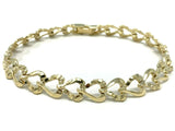 10k Yellow Gold Half Plain & Heart Nugget Bracelet 7" 8.6mm 11.5 grams - Yellow,7"
