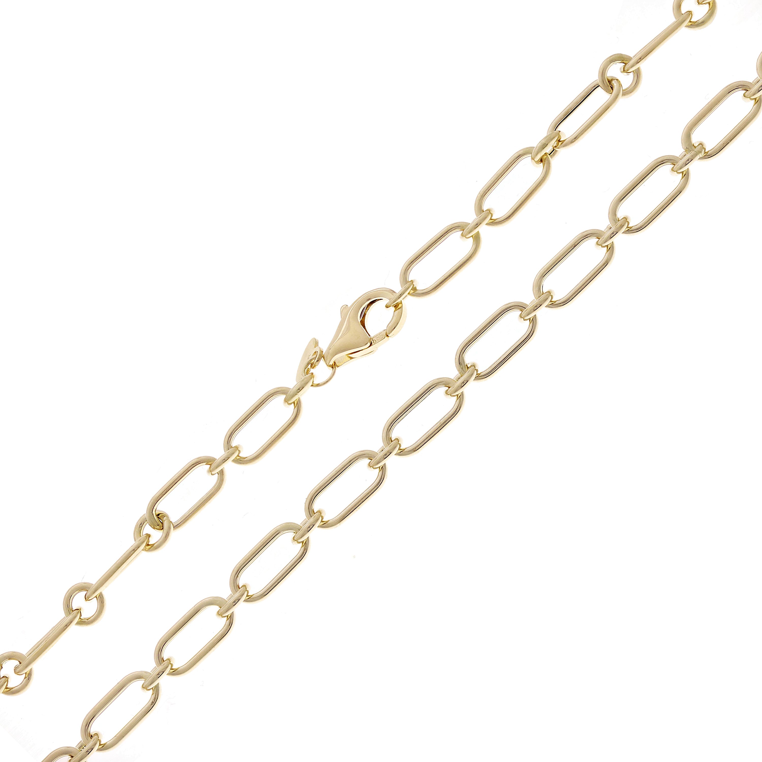 Italian 14k Yellow Gold Hollow Paper Clip Chain Necklace 18" 4.7mm 6.7 grams - 18"