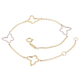 Italian 14k Yellow & White Gold Butterfly Link Charm Bracelet 7.5" 1.5 grams