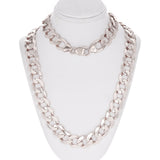 Men's 10k White Gold Flat Cuban Link Chain Necklace 26" 12.5mm 115.7 grams - White,26"