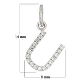 14k White Gold Diamond Initial Letter U Charm Pendant - Letter U,White