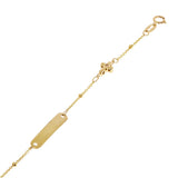 Italian 14k Yellow Gold Engravable Station Baby Kids ID Rosary Bracelet 4mm 5.5"