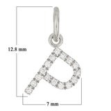 14k White Gold Diamond Initial Letter P Charm Pendant - Letter P,White