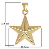 Italian 14k Yellow Gold 3D STAR Charm Pendant  22.6mm x 16.9mm 0.9 gram - Big