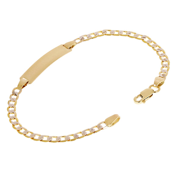 Italian 14k Two Tone Gold Engravable Baby Kids Cuban ID Bracelet 6