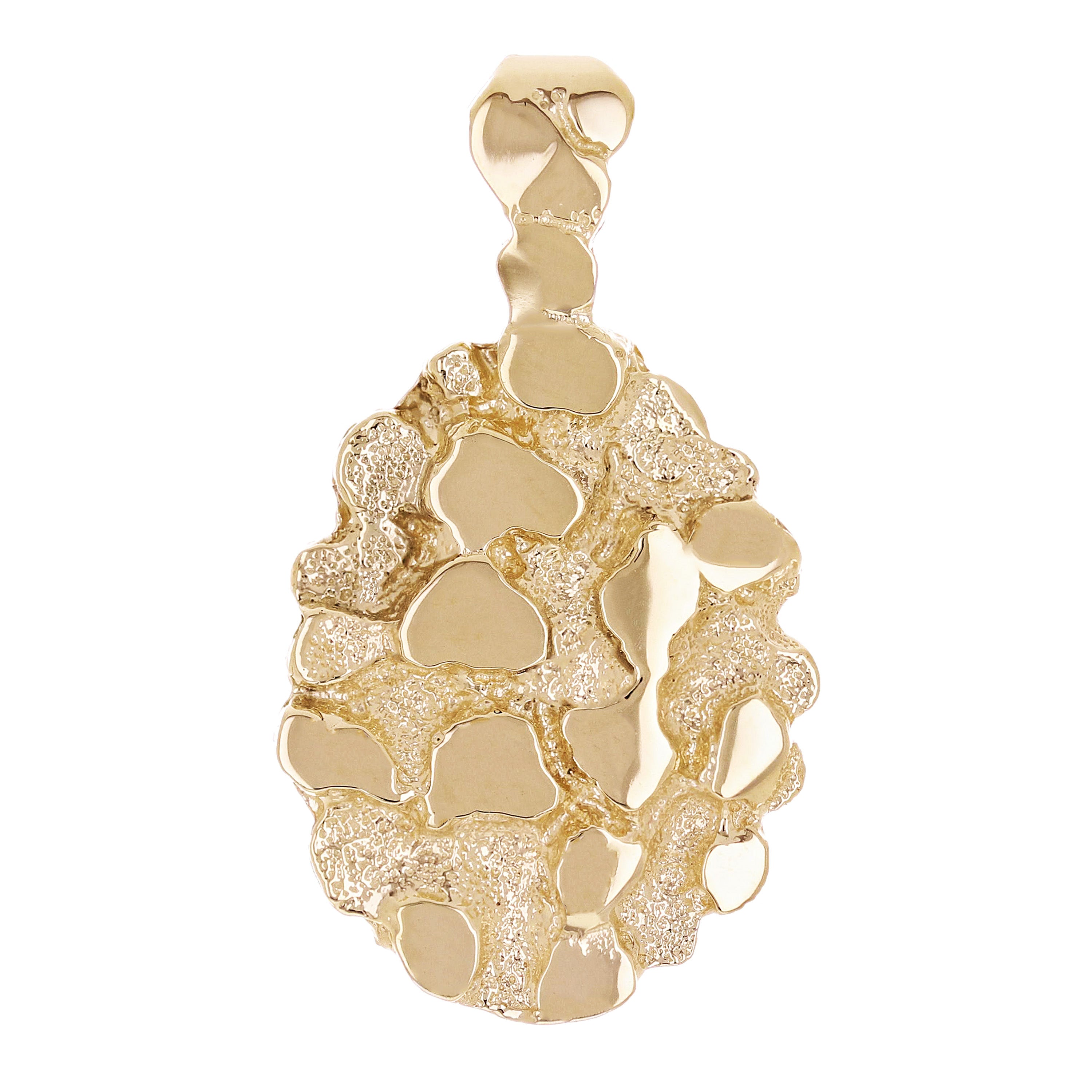 14k Yellow Gold Solid Oval Nugget Charm Pendant 1.5" 12.7 grams