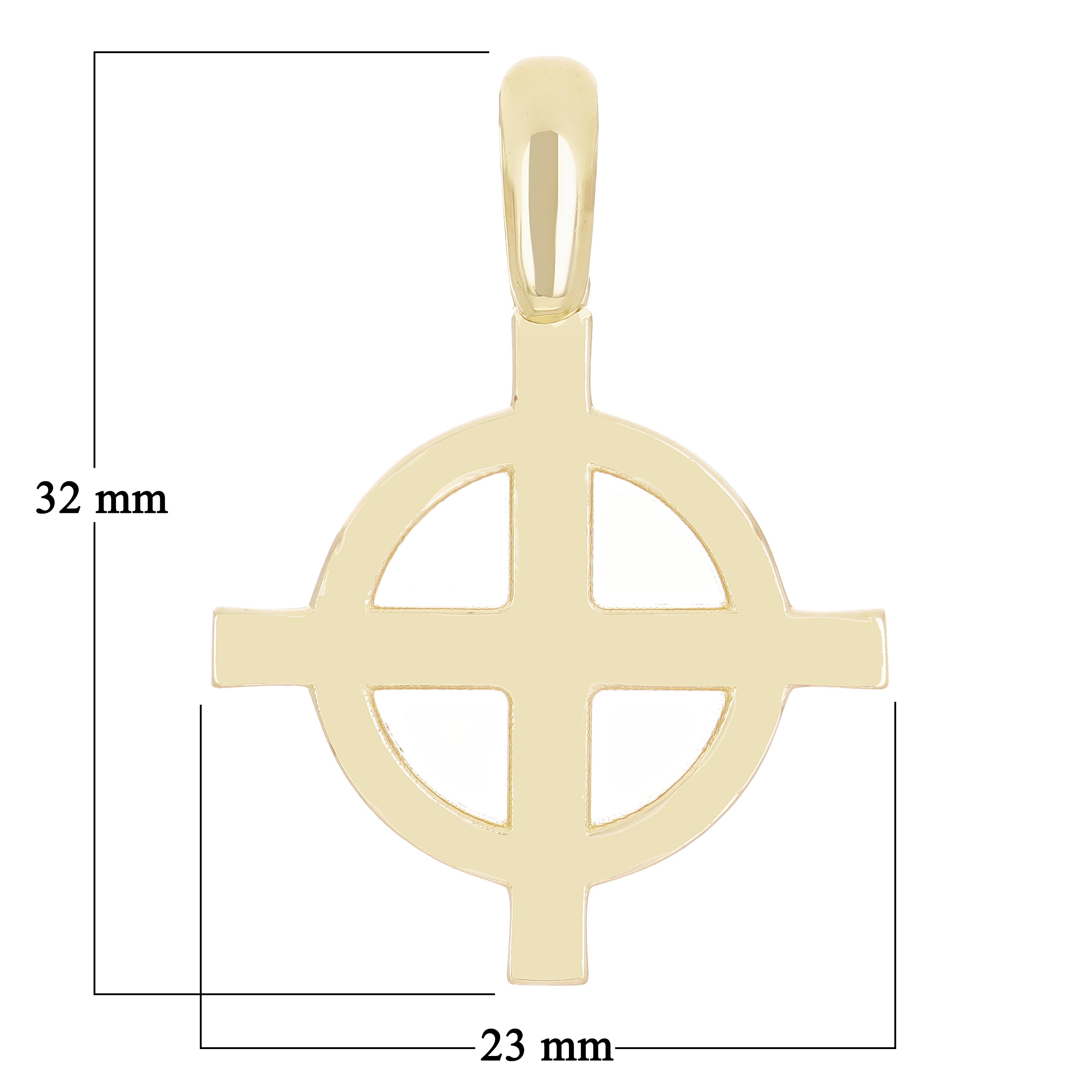 14k Yellow Gold Celtic Cross Religious Charm Pendant 1.3" 6 grams