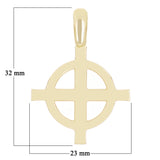 14k Yellow Gold Celtic Cross Religious Charm Pendant 1.3" 6 grams