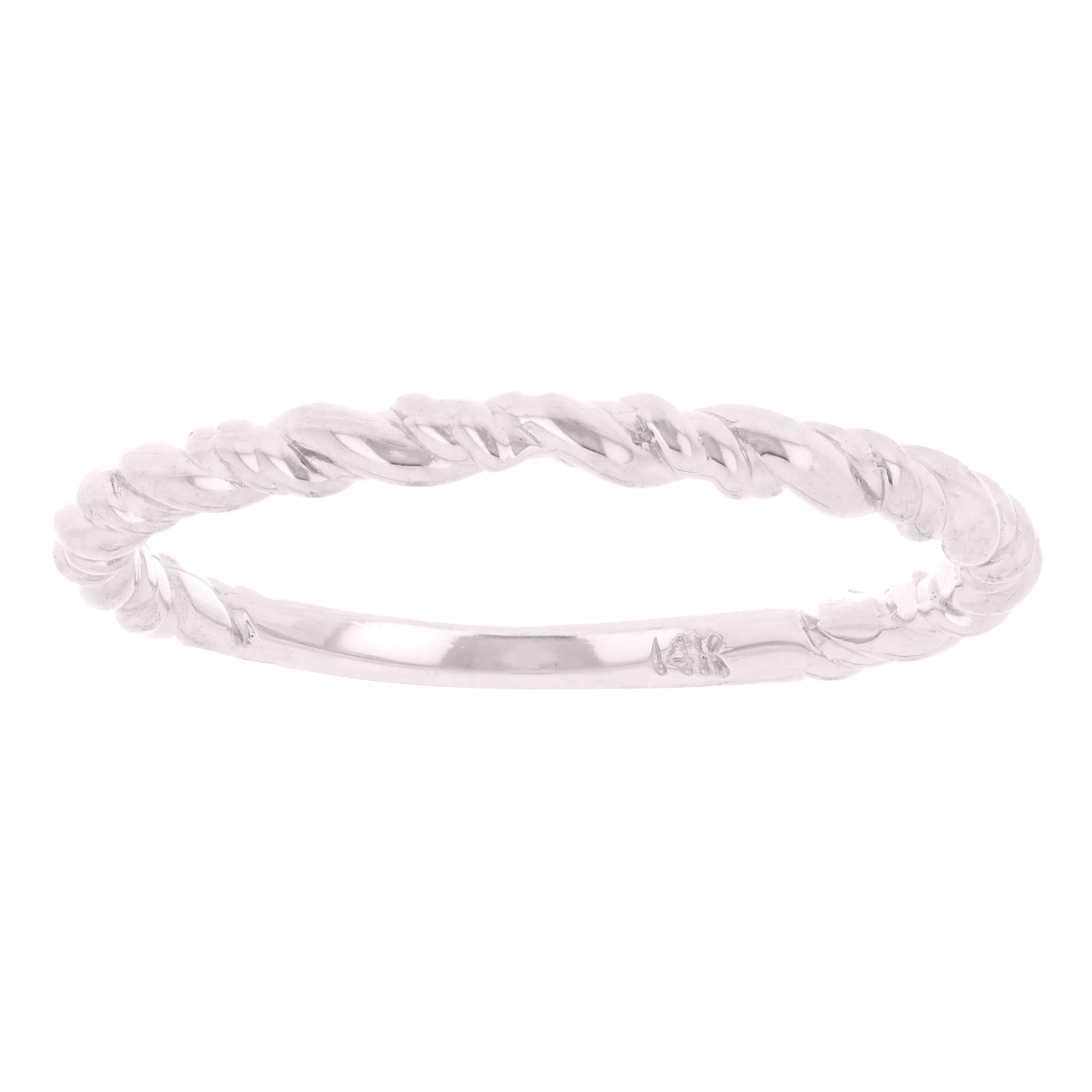 14k White Gold Twisted Rope Stackable Ring 1.6 grams Size 6.75 - White