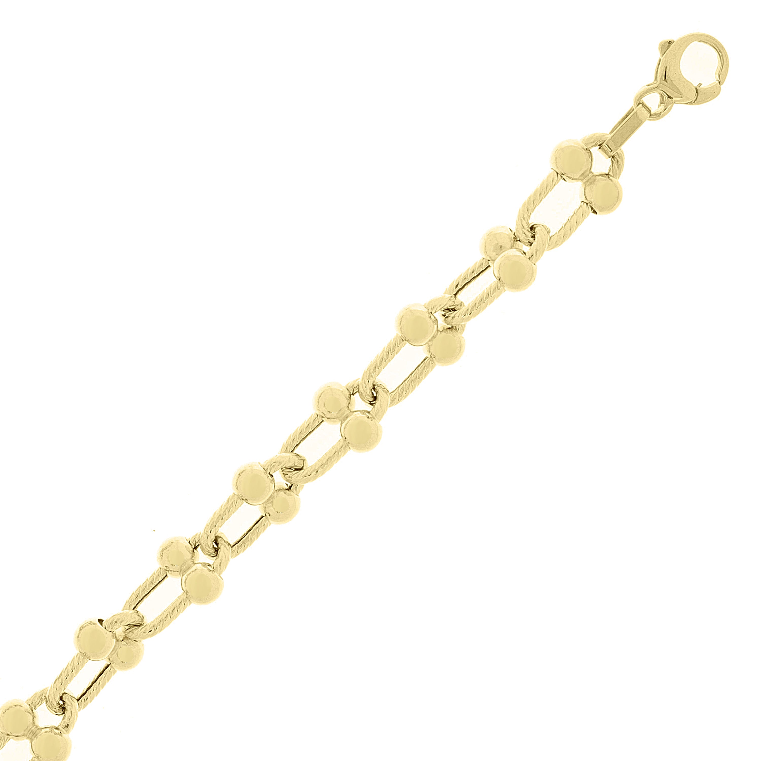 Italian 14k Yellow Gold Textured U Shape Hardwear Link Bracelet 7.5" 8mm 8.6gram