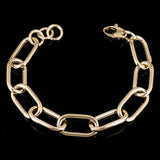 Italian 14k Yellow Gold Hollow Oval Paper Clip Link Chain Bracelet 9" 14mm 15.5g