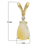 14k Yellow Gold Pear Shaped White Opal and Diamond Accent Double Bail Pendant