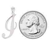 14k White Gold Initial Letter I Alphabet Charm Pendant - Letter I,White