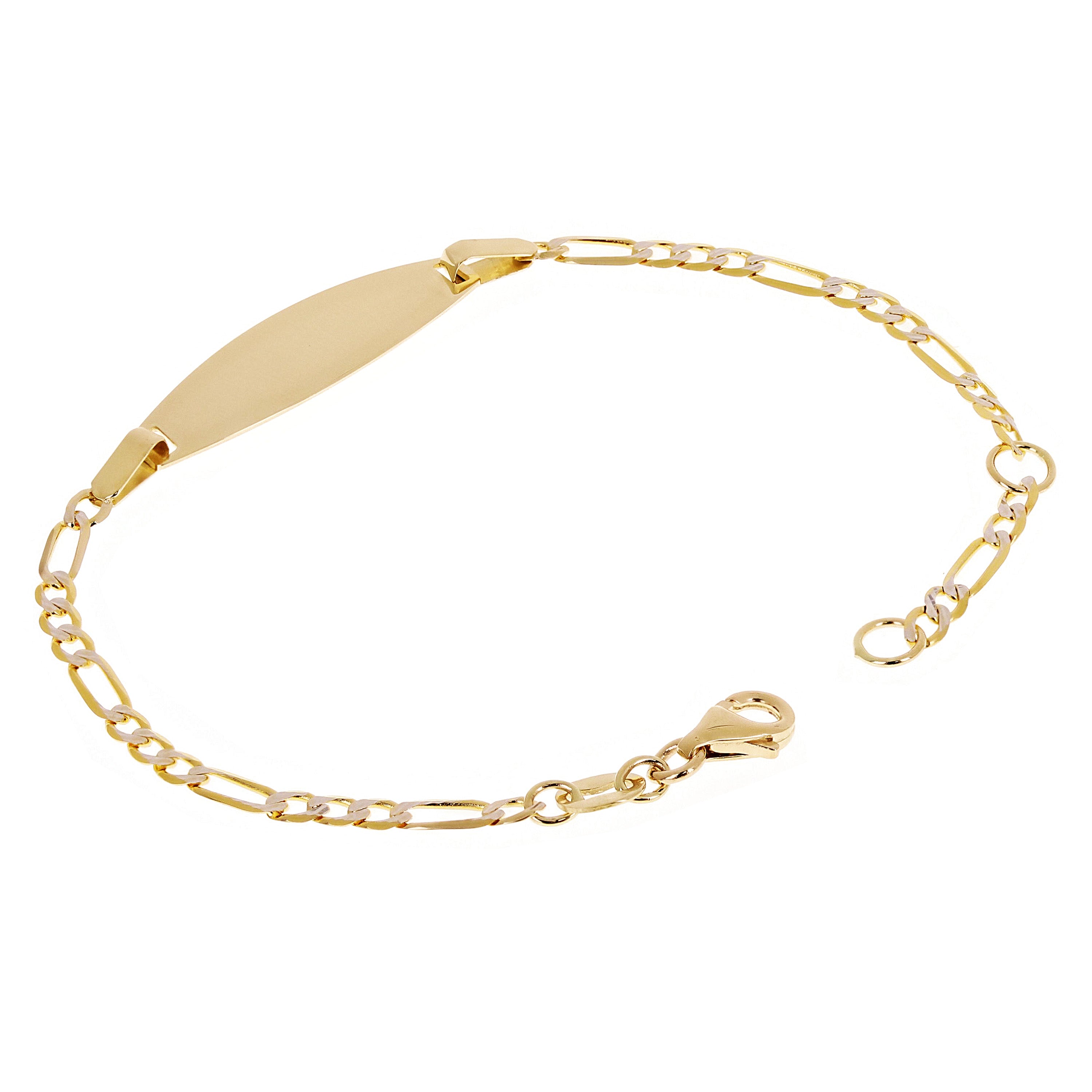 Italian 14k Two Tone Gold Engravable Baby Kids Cuban ID Bracelet 6" 2.3 grams