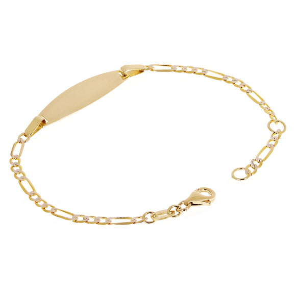 Italian 14k Two Tone Gold Engravable Baby Kids Cuban ID Bracelet 6