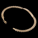 Italian 14k Yellow Gold Engravable Panther Link ID Bracelet 8.5" 5mm 7.7 grams