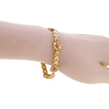 14k Two-Tone Gold V Shape Leaf Link & Flowers 17" Necklace & 7.5" Bracelet Set