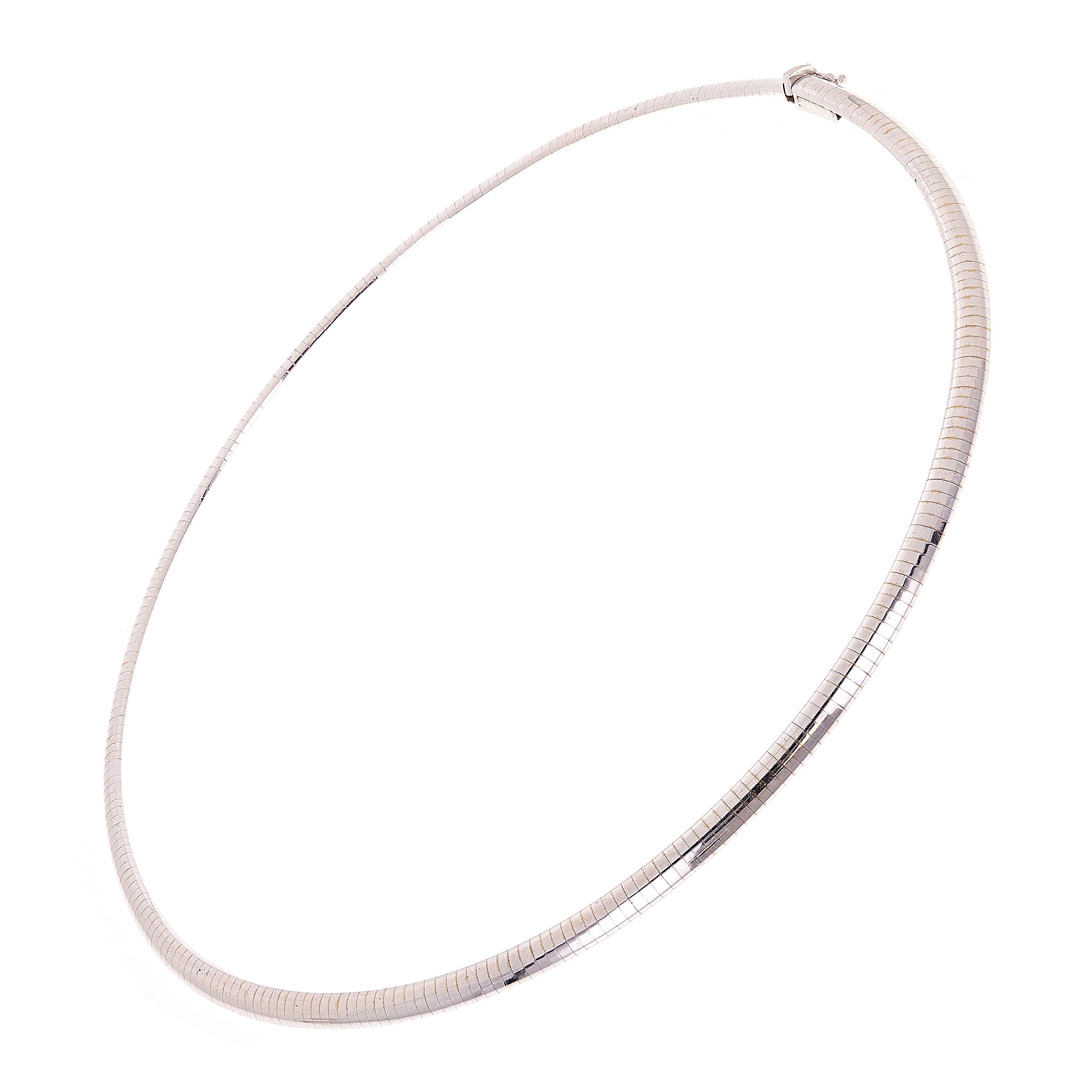 Women's Italian 14k White Gold Omega Necklace Choker 18" 5mm 34.3 grams - 34.3 grams