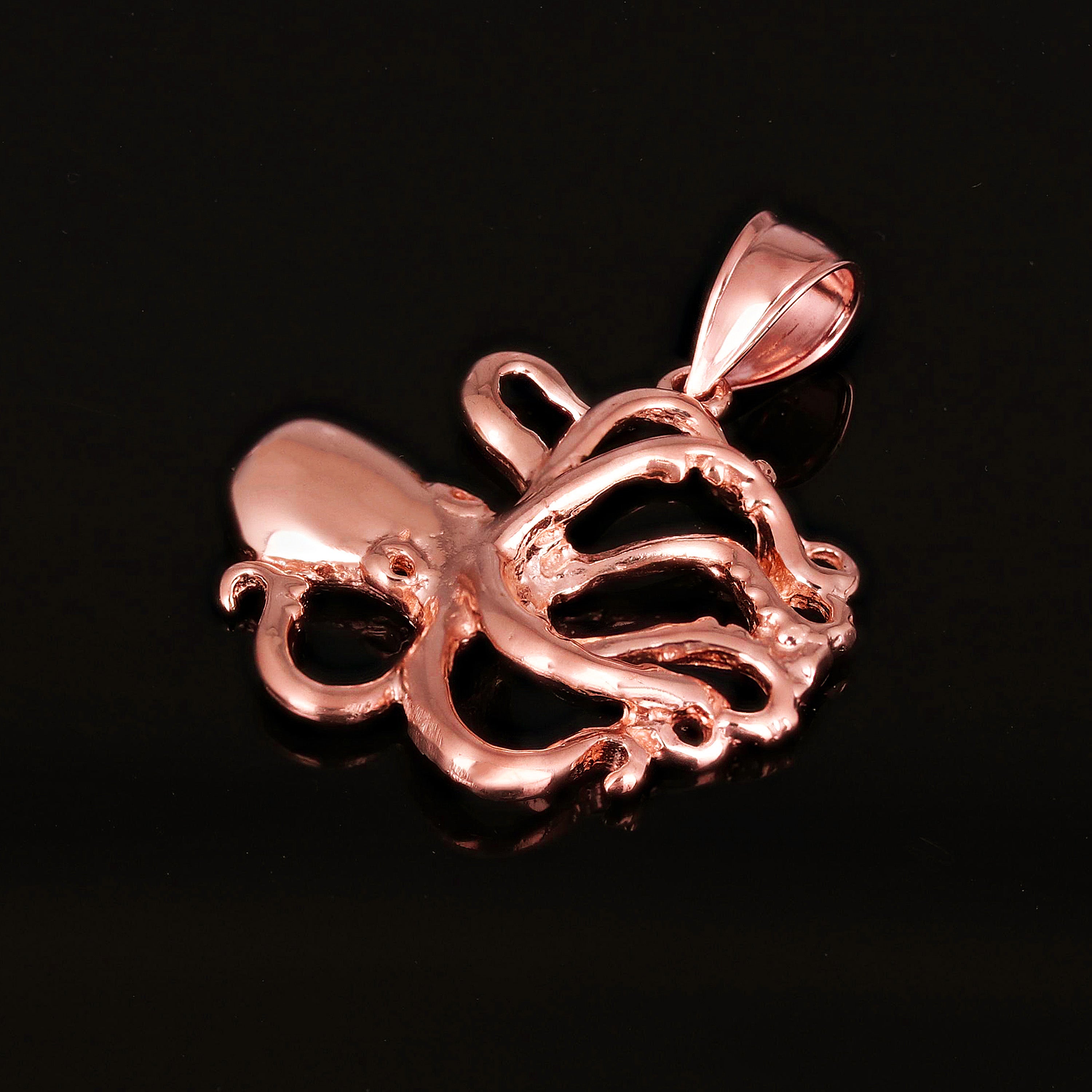 10k Rose Gold Octopus Charm Pendant 1.15" 4g - Rose
