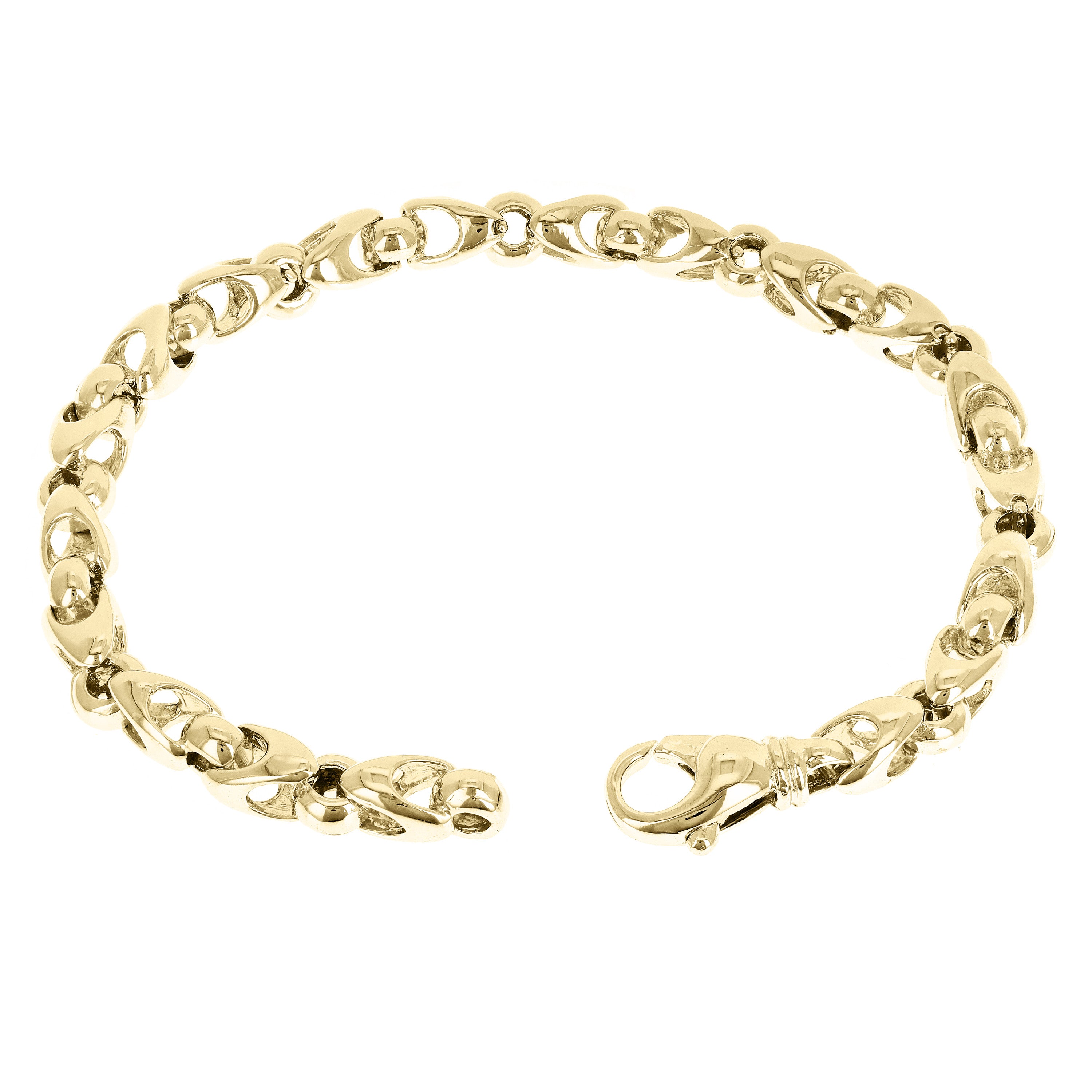 10k Yellow Gold Solid Handmade Bullet Style Link Bracelet 7" 6mm 19.5 grams - 7" 19.5 grams