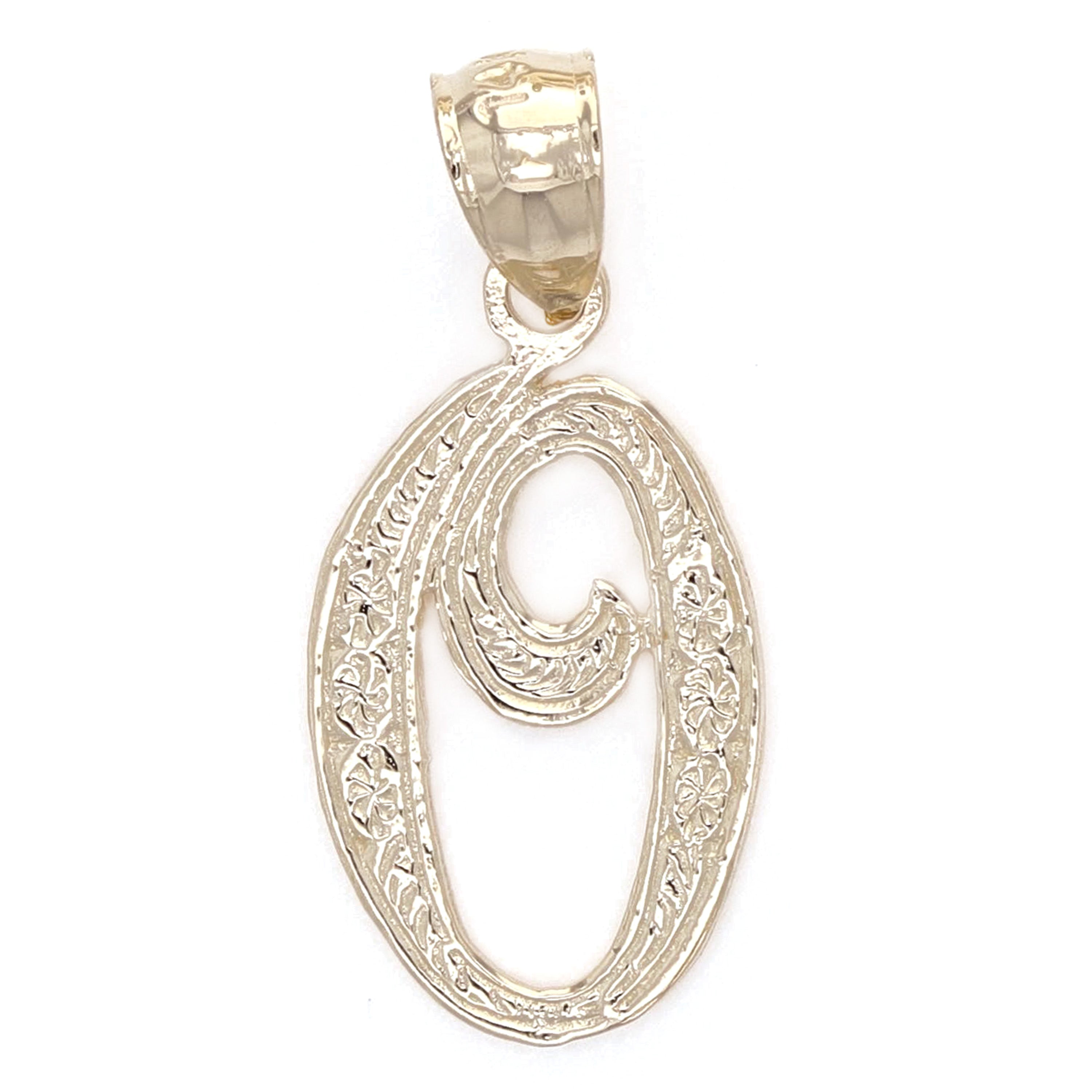 14k Yellow Gold Initial Letter O Alphabet Charm Pendant - Letter O,Yellow
