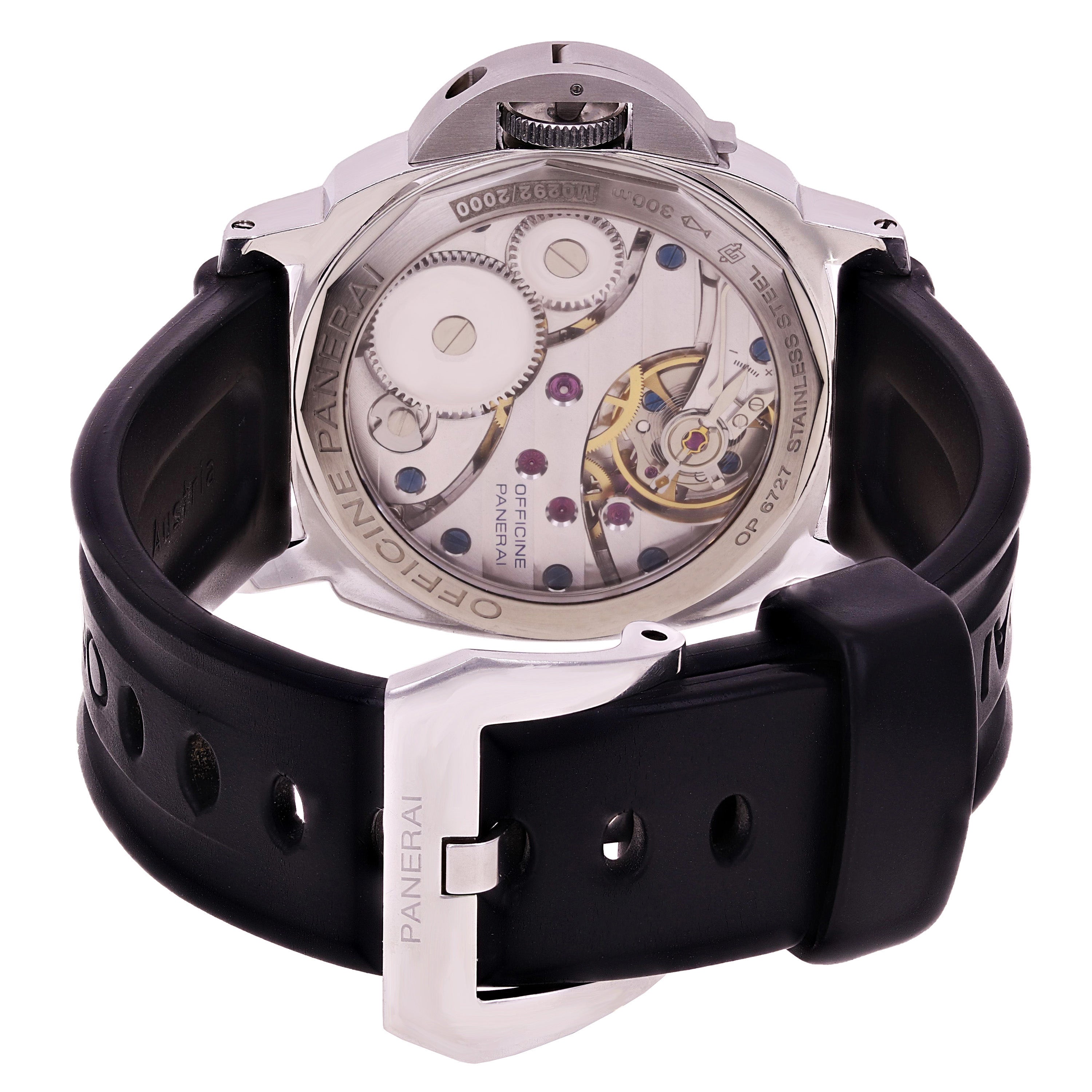 Panerai Men's Luminor Base Acciaio Manual Wind Black Rubber Strap