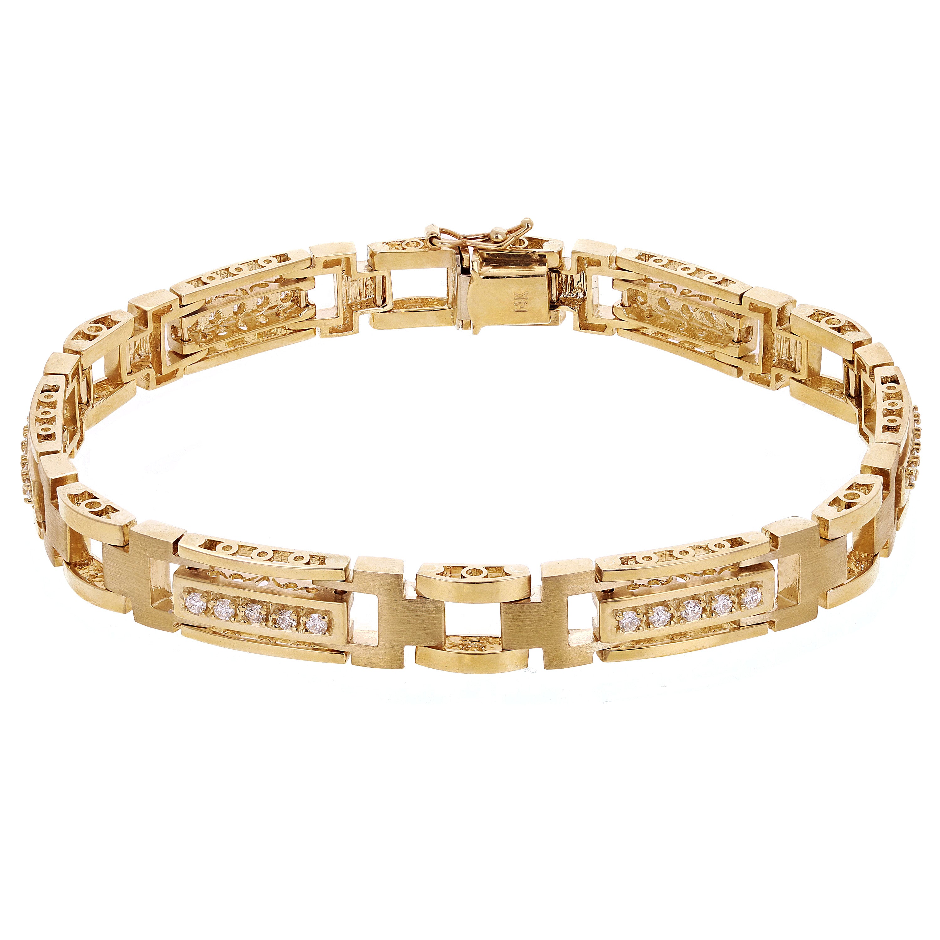Men's 14k Yellow Gold 1.00ctw Diamond Watch Link Bracelet 9.5" 9.8mm 43.8 grams - Yellow 9.5" 9.8mm  1ctw  43.8grams