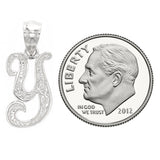 14k White Gold Initial Letter Y Alphabet Charm Pendant - Letter Y,White
