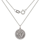 14k White Gold Diamond Zodiac Sign Pisces Pendant Necklace 18" - Pisces,White