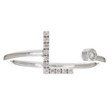 14k White Gold Diamond Initial Letter L Ring Size 6 - Letter L,White