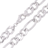 Men's 14k White Gold Figaro Chain Necklace Solid Heavy Link 20" 12mm 97.8 grams - White,20"