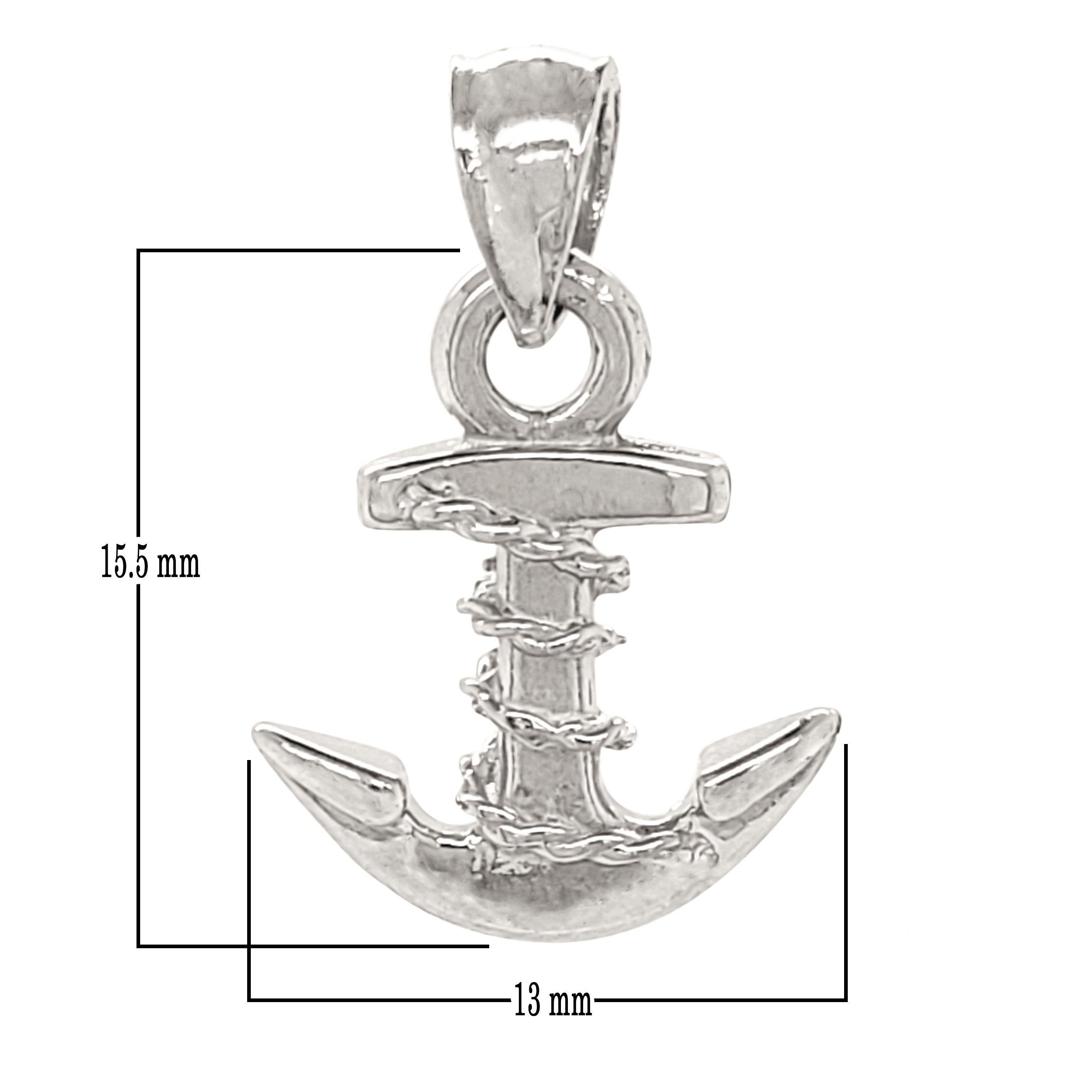 14k White Gold Mariners Anchor Charm Pendant 1.9 grams - White