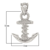 14k White Gold Mariners Anchor Charm Pendant 1.9 grams - White