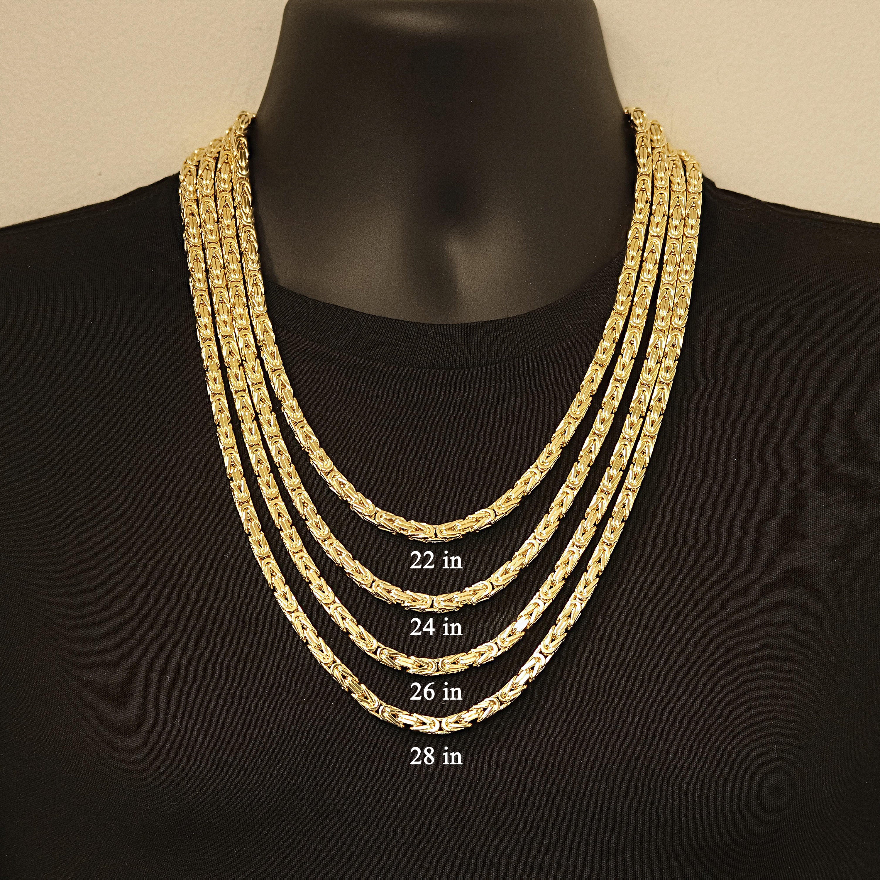 14k Yellow Gold Solid Byzantine Chain Necklace 28" 5.7mm 157 grams