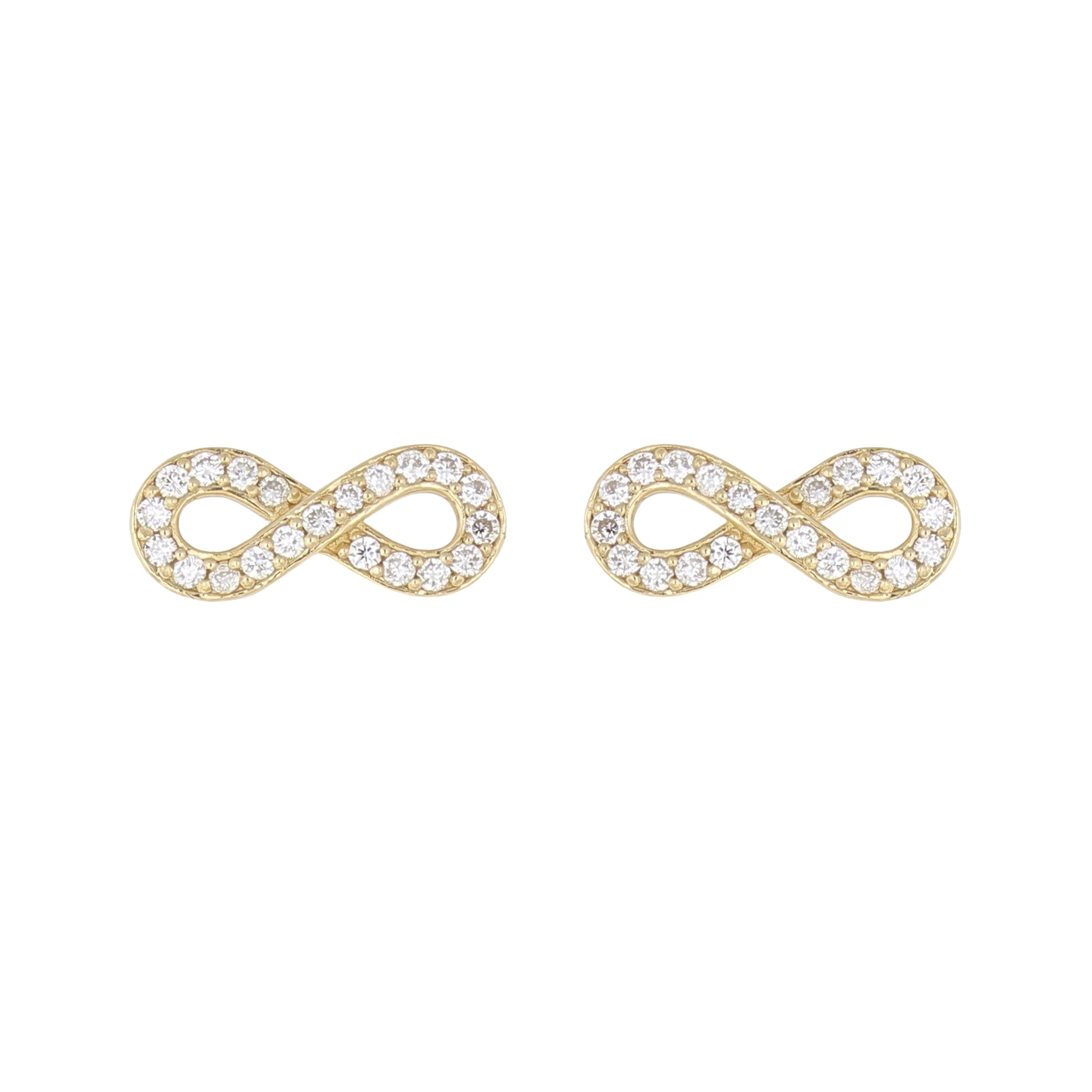 14k Yellow Gold 0.30ctw Diamond Infinity Figure Eight Stud Earrings