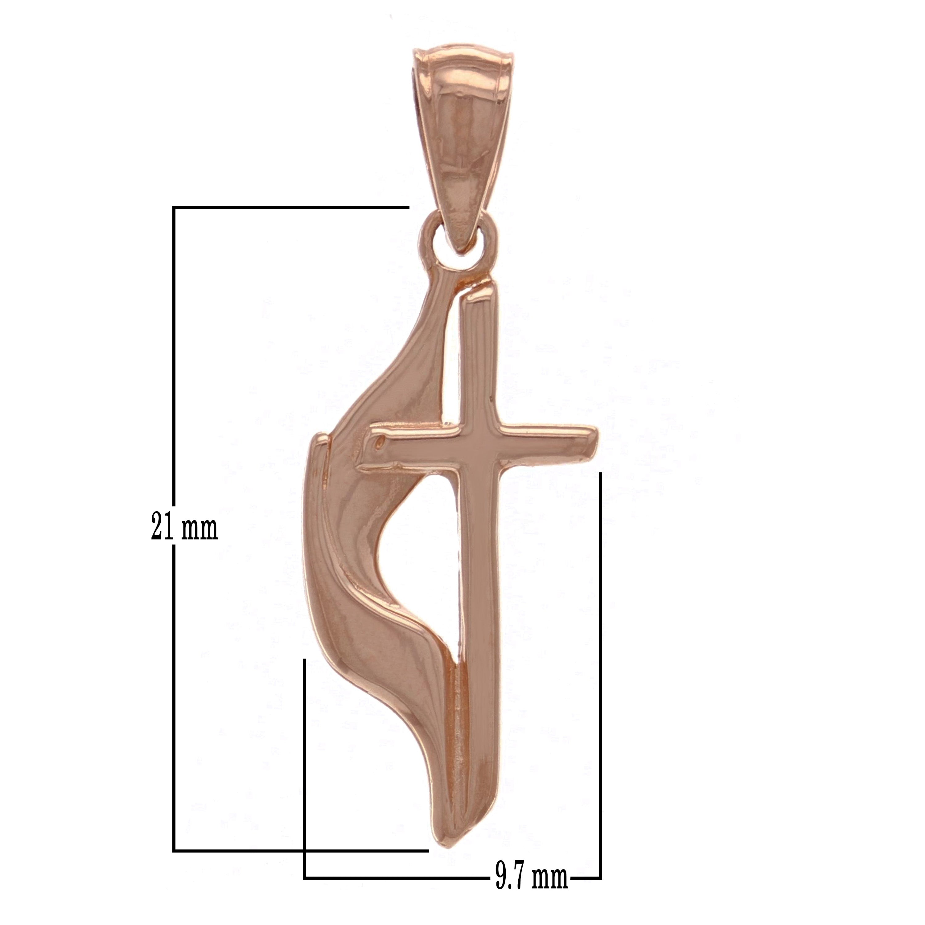 14k Rose Gold Methodist Cross Religious Charm Pendant 1.4" 2.8 grams - Rose