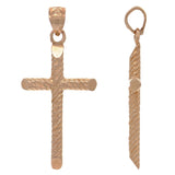 14k Rose Gold Religious Diamond Cut Cross Charm Pendant 2.5 grams - Rose