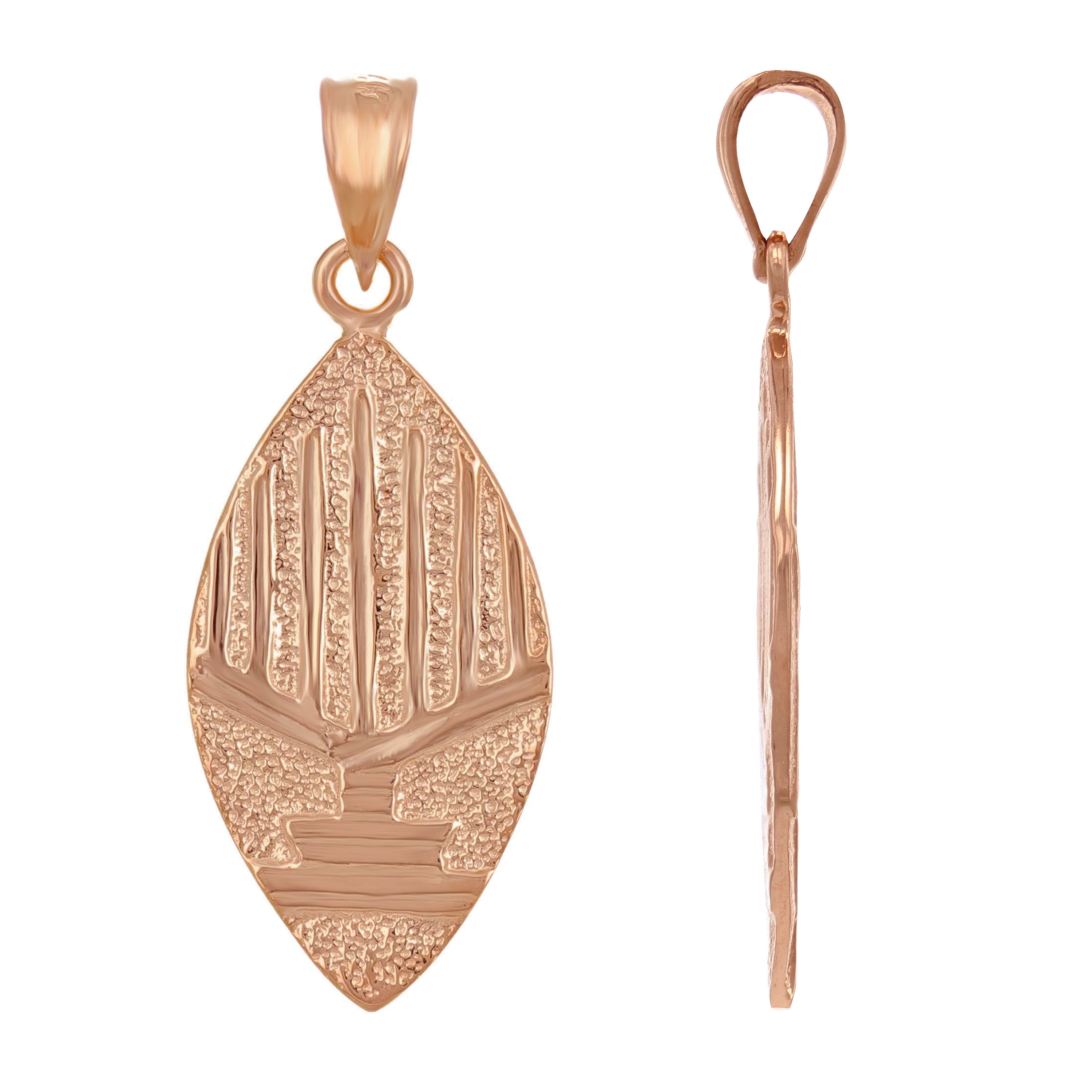 14k Rose Gold REVERSIBLE Jewish Menorah Hanukkah Candle & Star of David Pendant - Rose