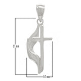 14k White Gold Religious Methodist Cross Charm Pendant 1.4" 2.8 grams - White