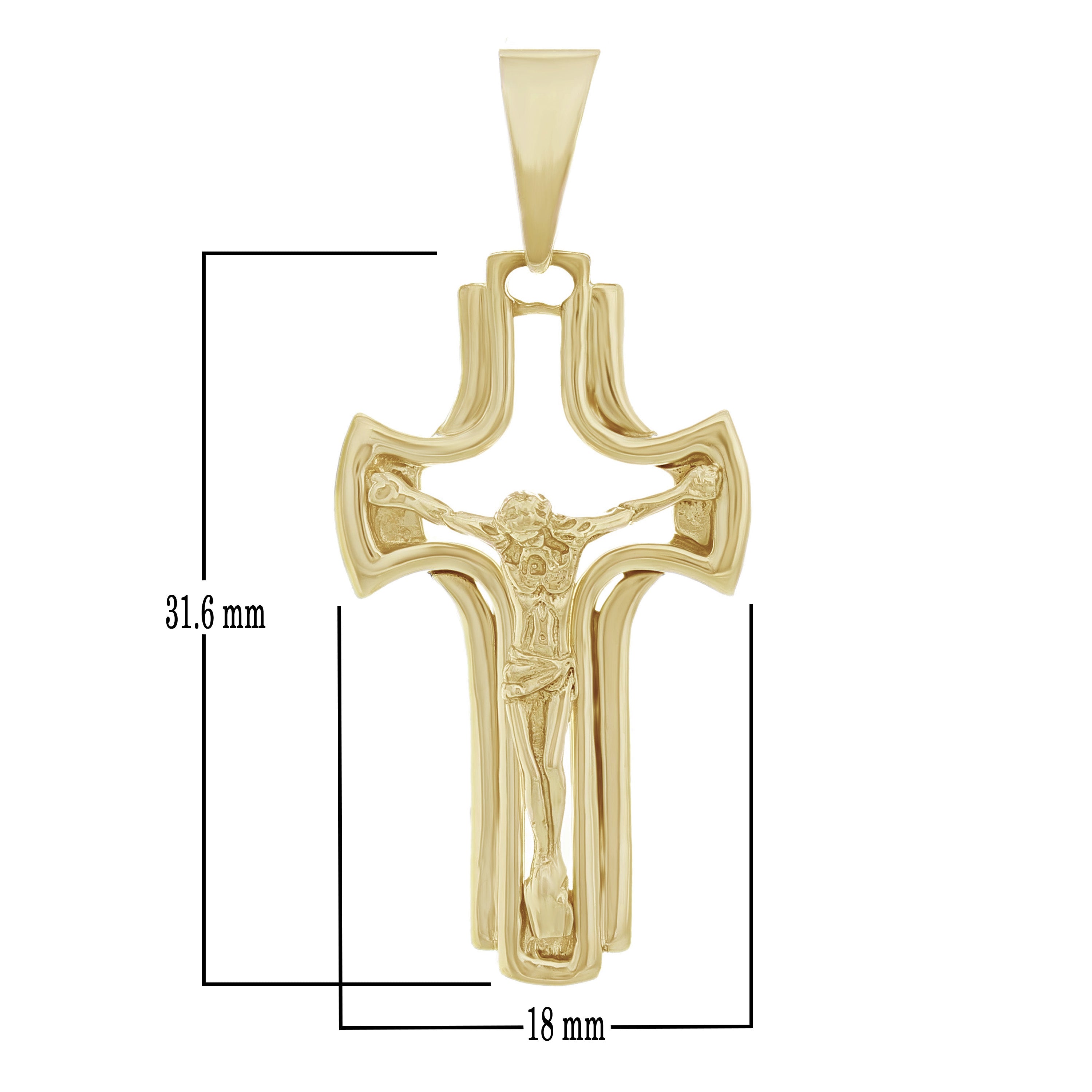 14k Yellow Gold Solid Religious Jesus Crucifix Cross Charm Pendant 4.1 grams