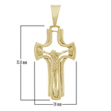 14k Yellow Gold Solid Religious Jesus Crucifix Cross Charm Pendant 4.1 grams