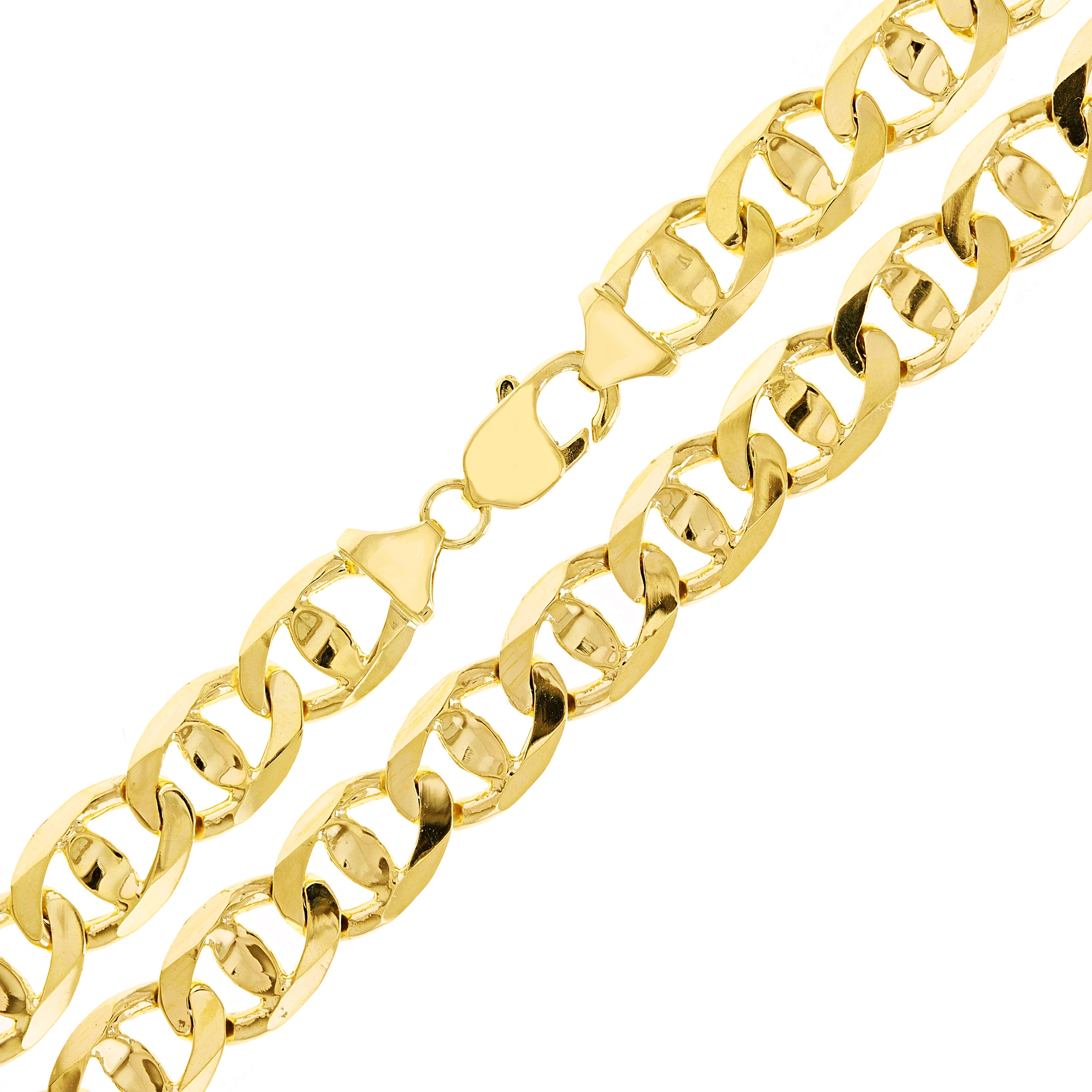 Men's 10k Yellow Gold Solid Concave Mariner Chain Necklace 20" 13mm 111.5 grams - 20" 111.5 grams