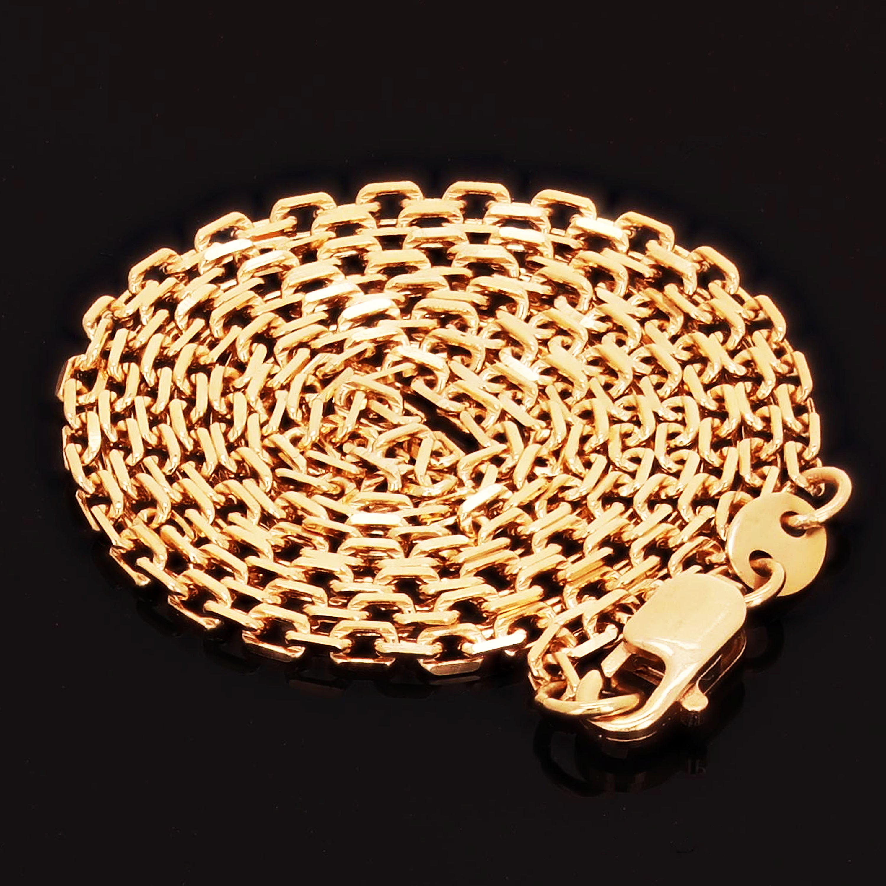 Italian 21k Yellow Gold Solid Anchor Chain Necklace 18" 1.8mm 5 grams - 18" 5 grams