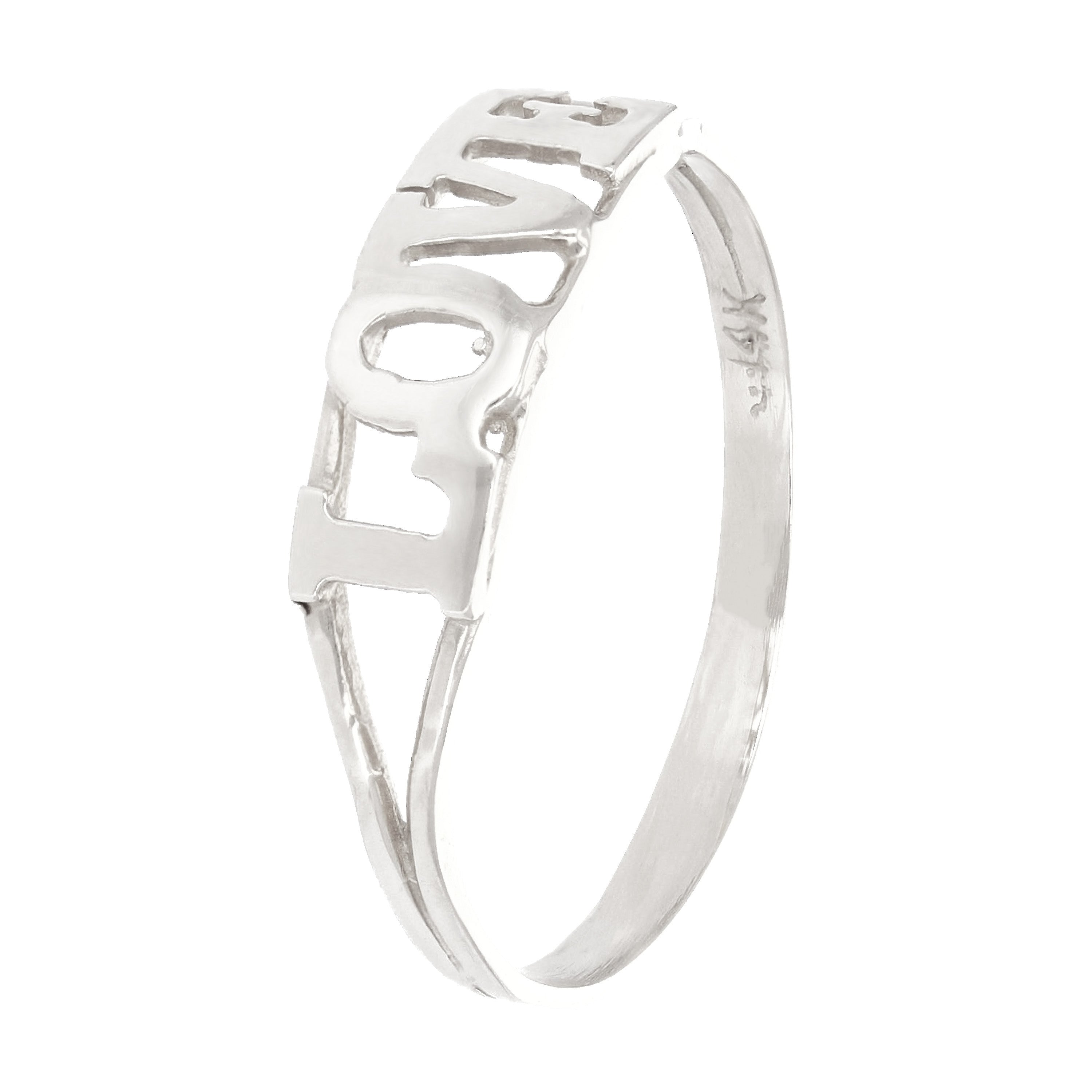 14k White Gold "LOVE" Ring Size 13 - White,Ring Size 13