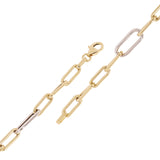 Italian 14k Two Tone Gold Hollow Paper Clip Chain Bracelet 7.5" 4mm&5.6mm 3.1g - 7.5" 5.6mm