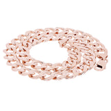 Men's 14k Solid Rose Gold Flat Cuban Necklace Chain 20" 12.5mm 100 grams - Rose,20"