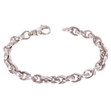 14k White Gold Handmade Fashion Link Bracelet 7" 8.4mm 39.4 grams - White,7"